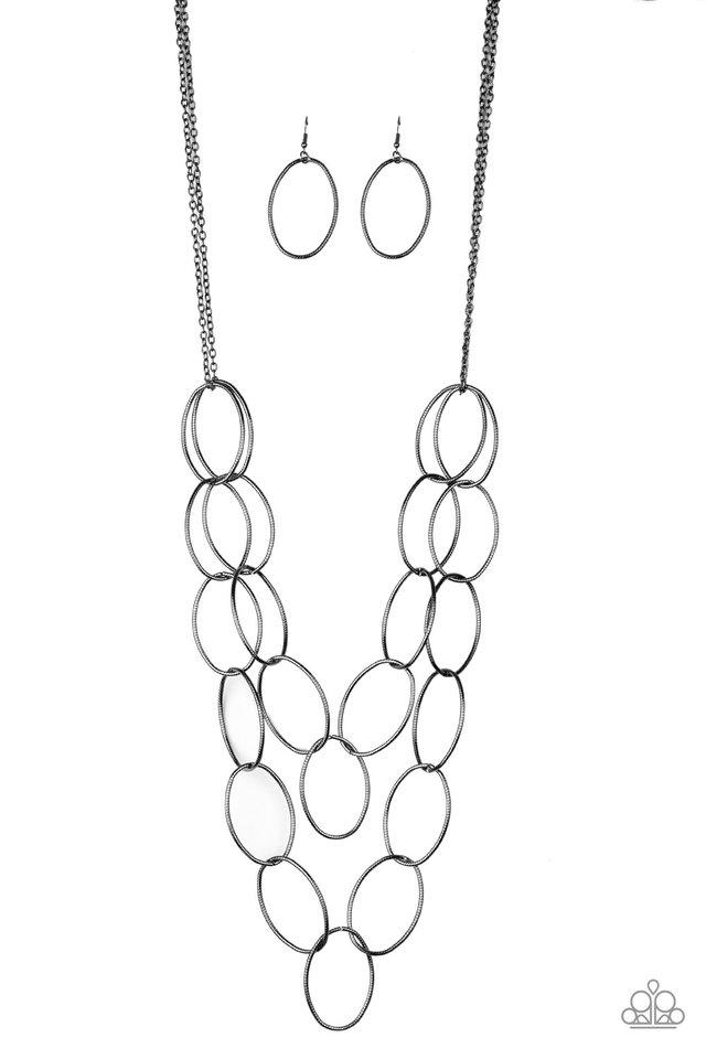 Paparazzi Necklace ~ Move On OVAL! - Black