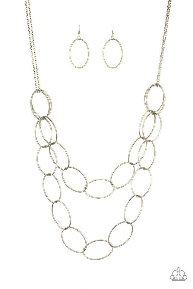 Paparazzi Necklace ~ Move On OVAL! - Brass