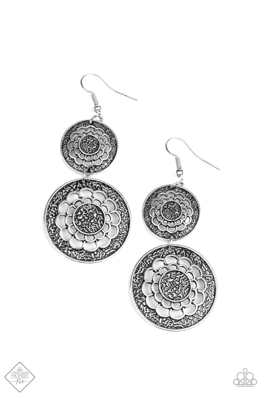 Paparazzi Earring ~ Merry Marigolds  - Silver