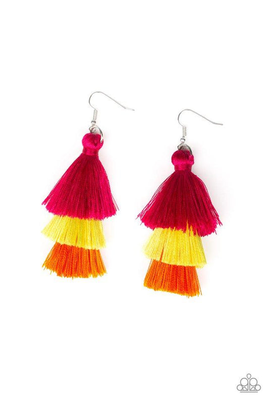 Paparazzi Earring ~ Hold On To Your Tassel! - Multi