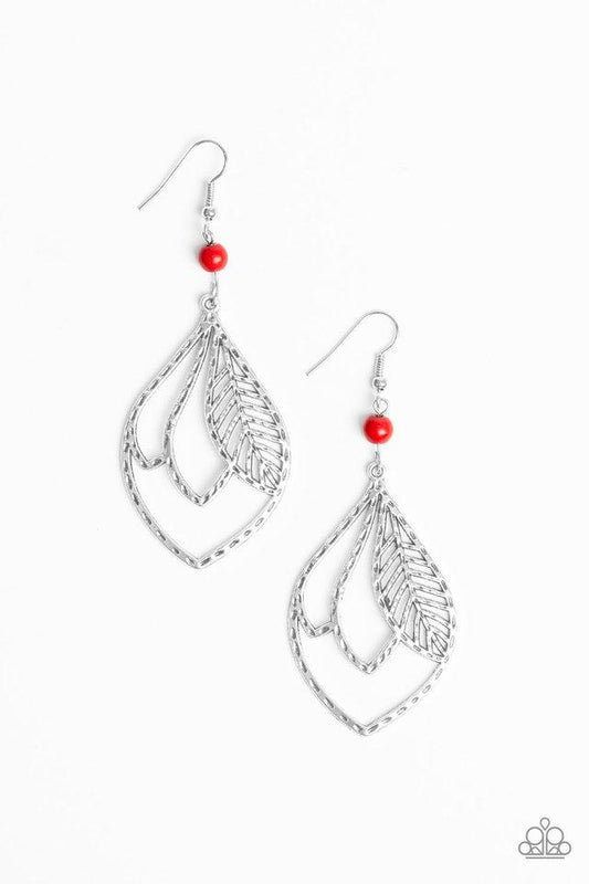 Paparazzi Earring ~ Absolutely Airborne - Red