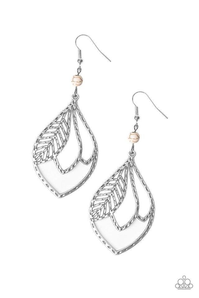 Paparazzi Earring ~ Absolutely Airborne - White