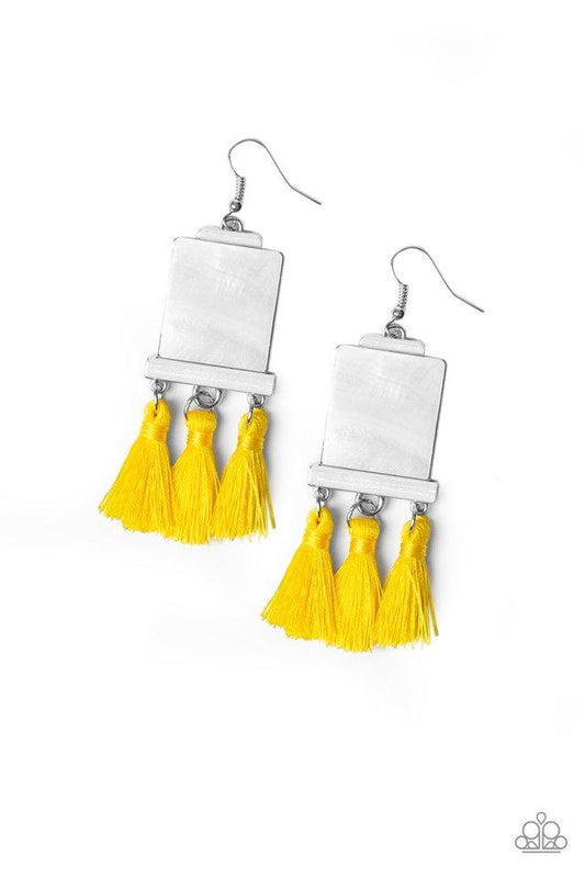 Paparazzi Earring ~ Tassel Retreat - Yellow