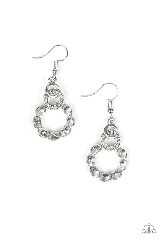 Paparazzi Earring ~ Diamond Deluxe - White