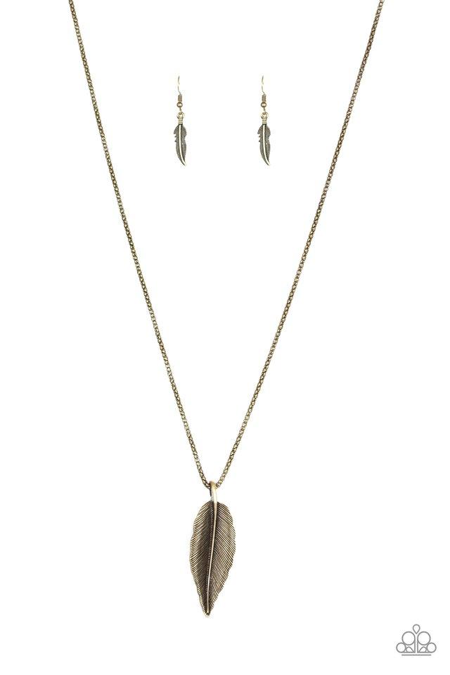 Paparazzi Necklace ~ Feather Forager - Brass