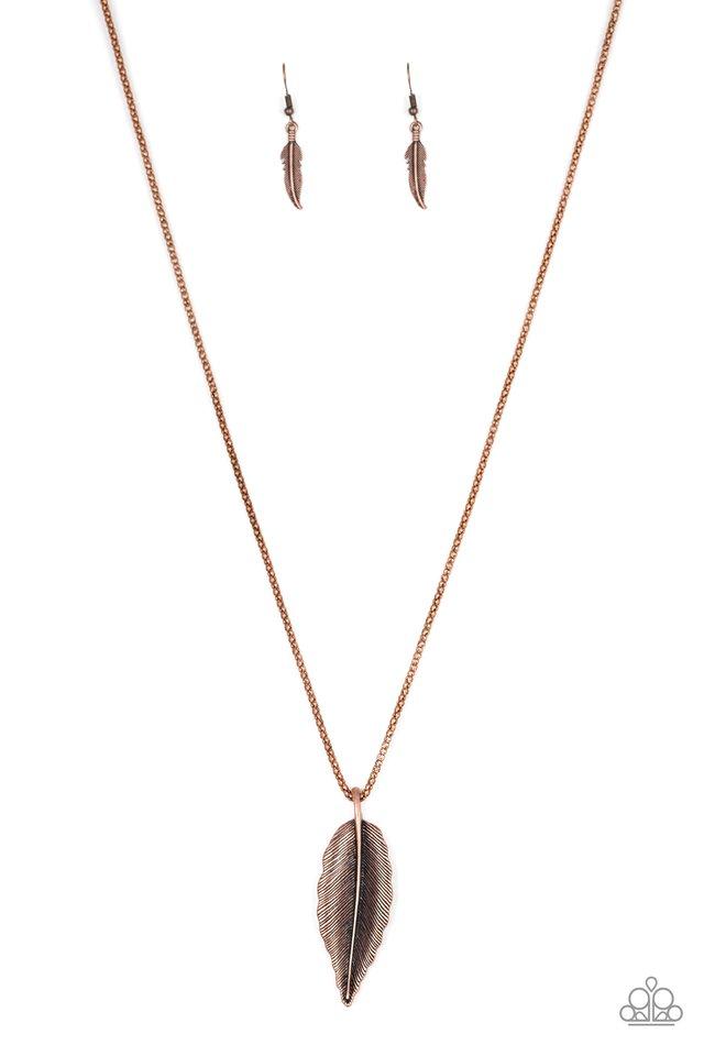 Paparazzi Necklace ~ Feather Forager - Copper