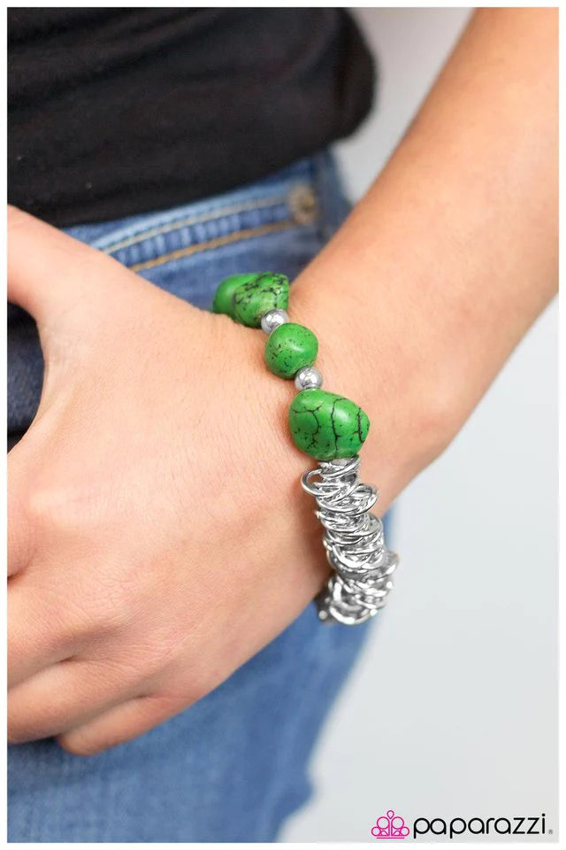 Paparazzi Bracelet ~ Not Easy Being Green - Green