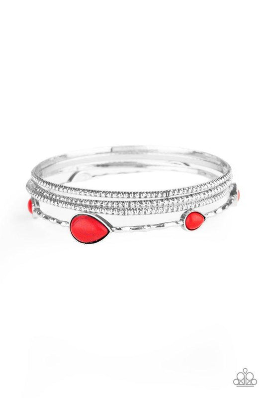 Pulsera Paparazzi ~ Sandstone Storm - Rojo