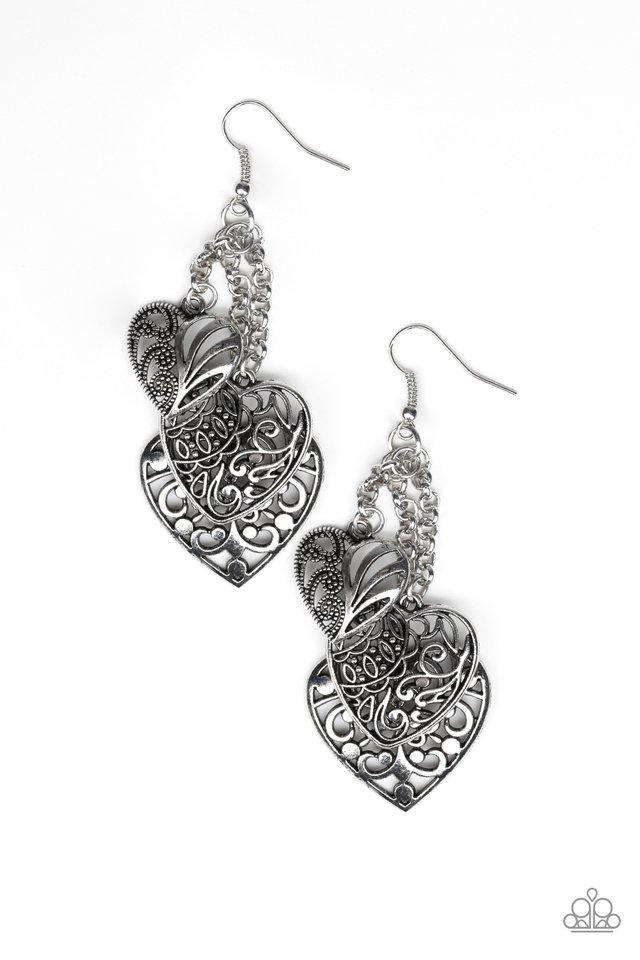 Paparazzi Earring ~ Once Upon A Heart - Silver