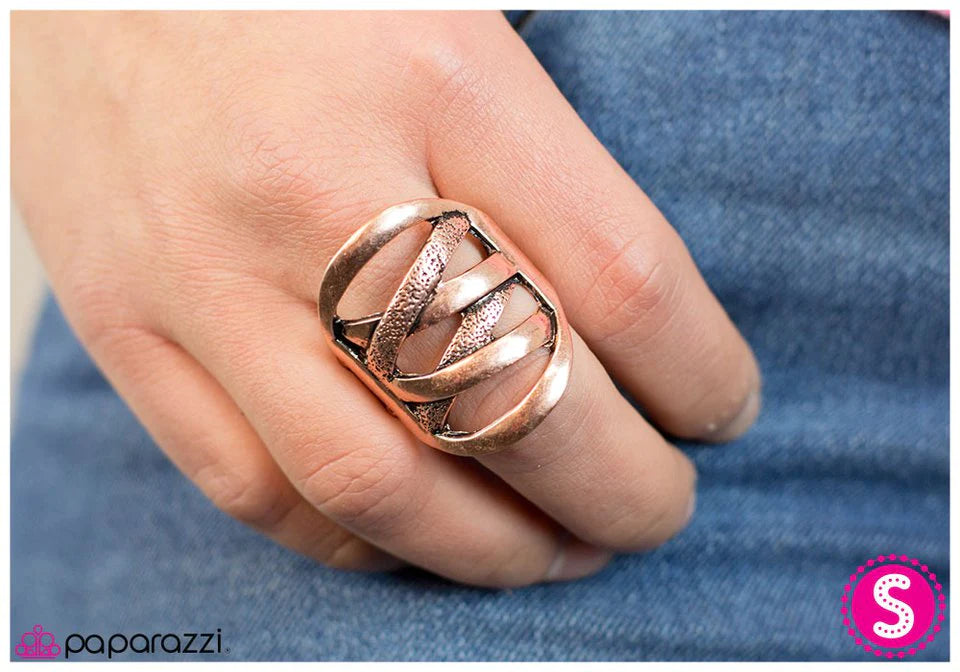 Paparazzi Ring ~ All Laced Up - Copper