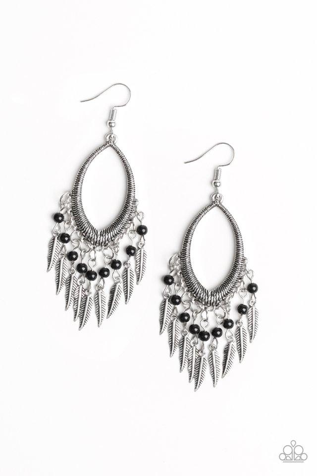 Paparazzi Earring ~ One Way Flight - Black