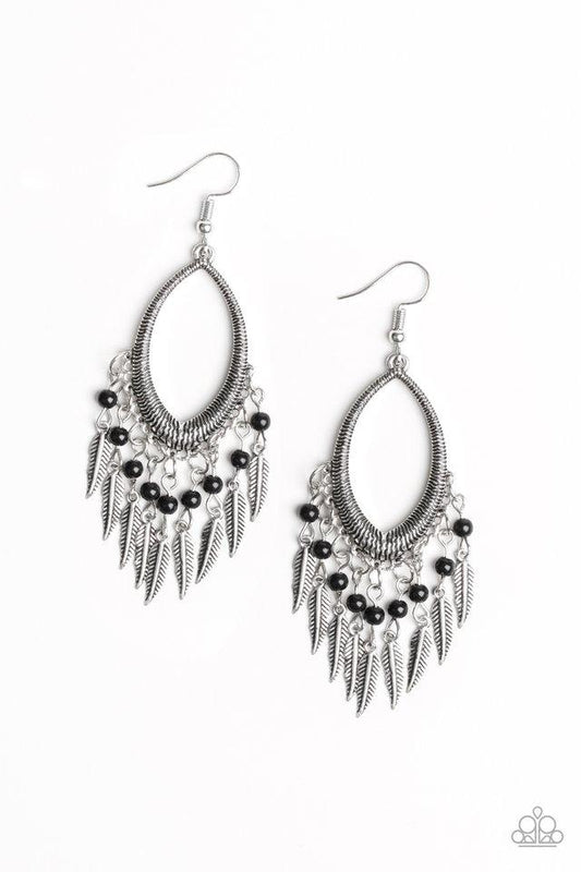 Paparazzi Earring ~ One Way Flight - Black