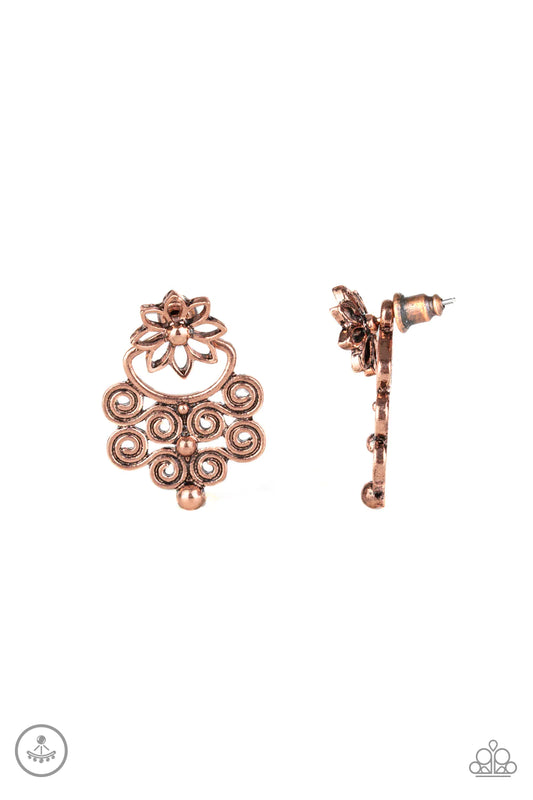 Paparazzi Earring ~ Garden Spindrift - Copper