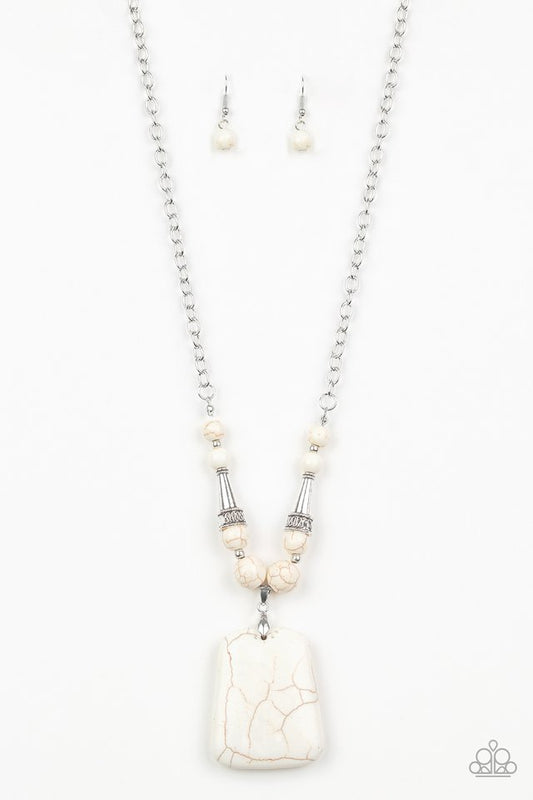 Sandstone Oasis - White - Paparazzi Necklace Image