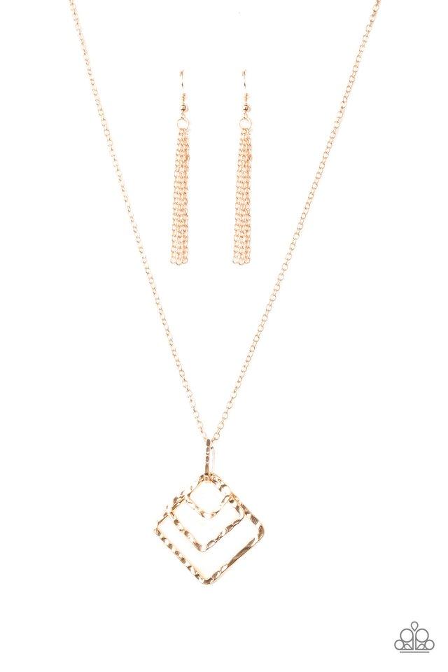 Paparazzi Necklace ~ Square It Up - Rose Gold