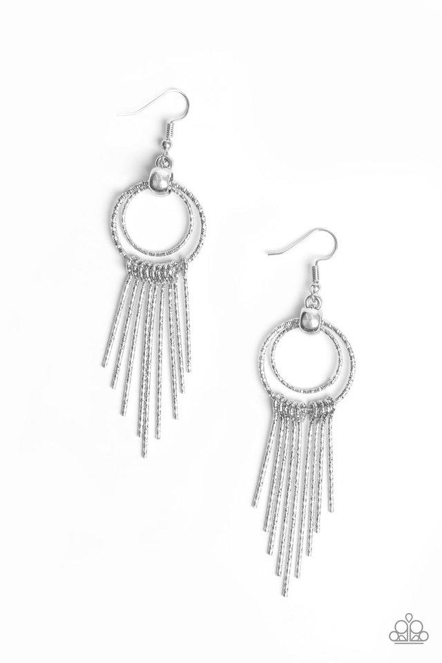 Paparazzi Earring ~ Eye-Catching Edge - Silver