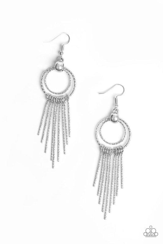 Paparazzi Earring ~ Eye-Catching Edge - Silver