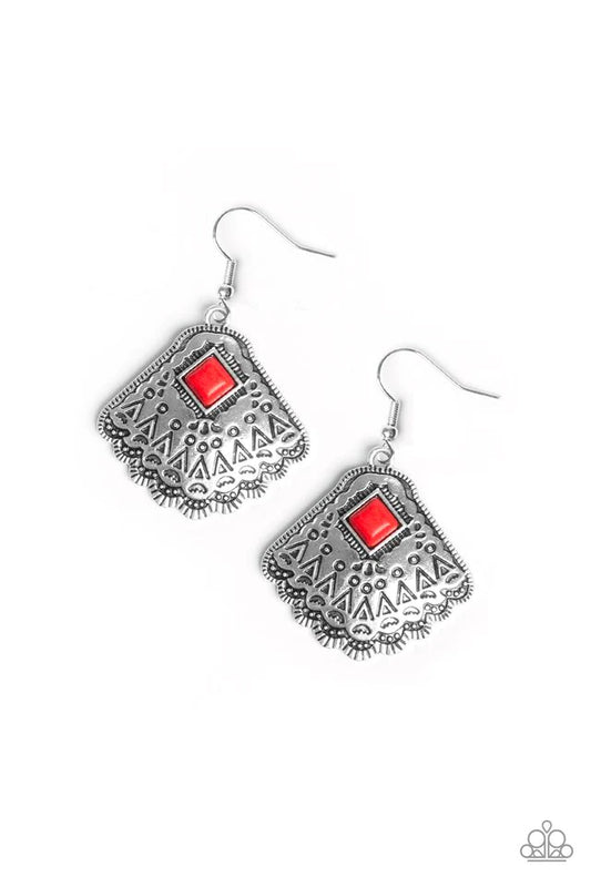 Paparazzi Earring ~ Mountain Mesa - Red