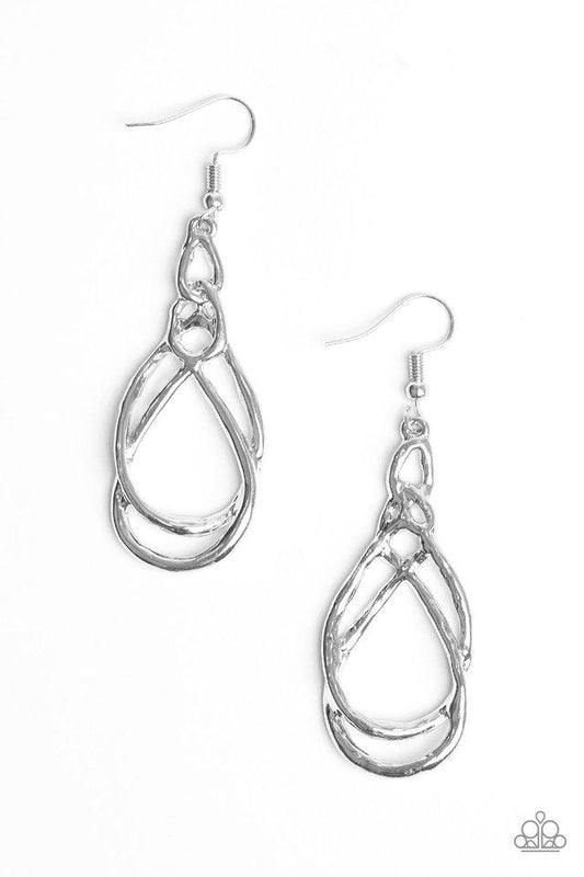 Paparazzi Earring ~ Twisted Elegance - Silver