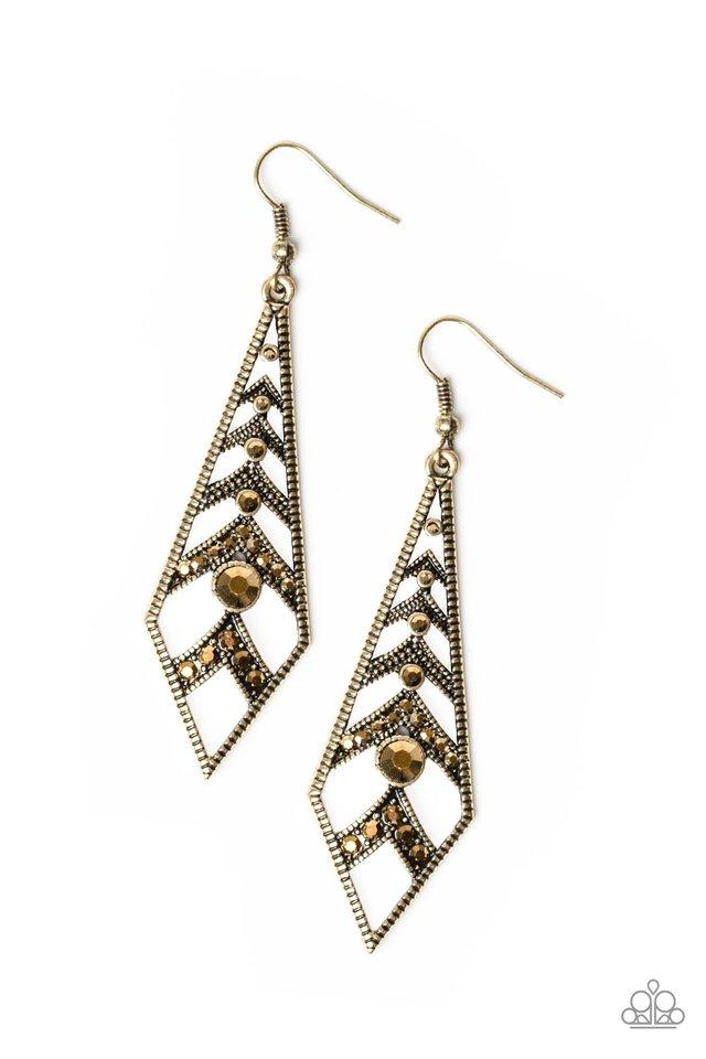 Paparazzi Earring ~ Flared Flair - Brass