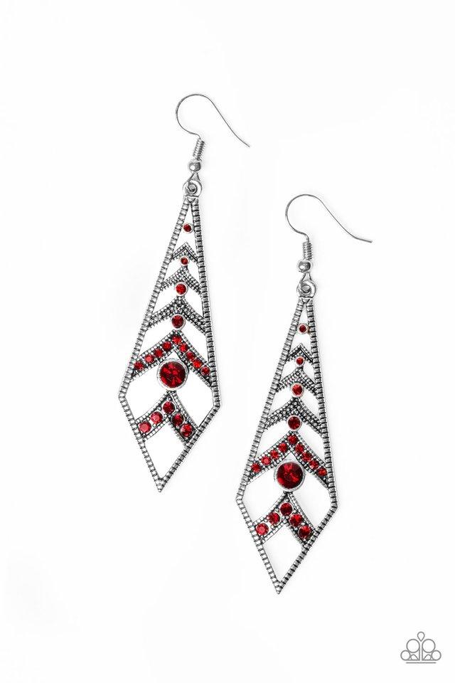 Paparazzi Earring ~ Flared Flair - Red