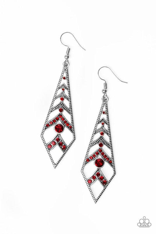 Paparazzi Earring ~ Flared Flair - Red