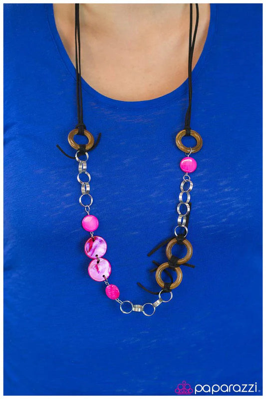 Paparazzi Necklace ~ Tied Me Over - Pink