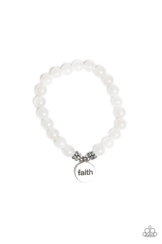 Pulsera Paparazzi ~ FAITH It, Till You Make It - Blanco