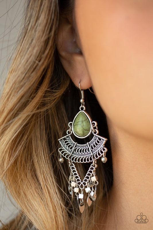 Vintage Vagabond - Green - Paparazzi Earring Image