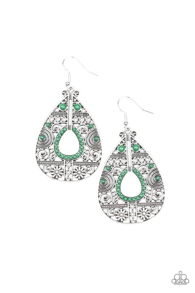 Paparazzi Earring ~ Malibu Gardens - Green