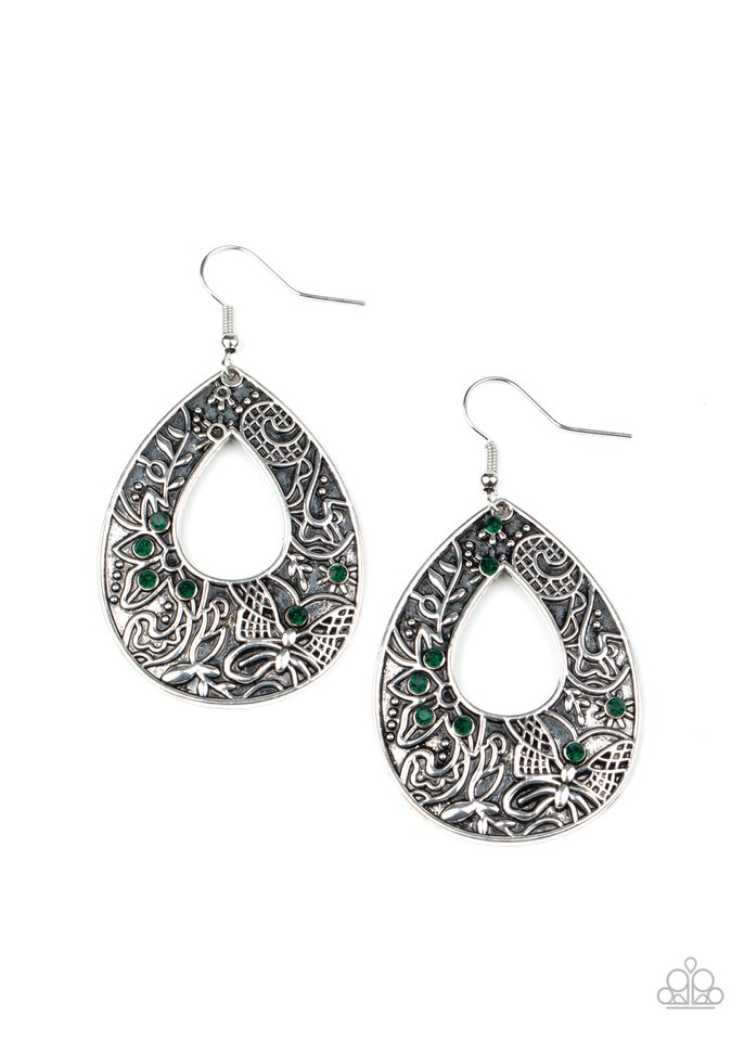 Botanical Butterfly - Green - Paparazzi Earring Image