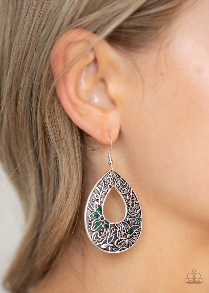 Botanical Butterfly - Green - Paparazzi Earring Image