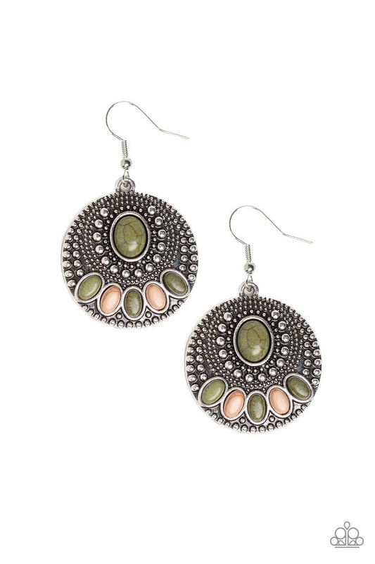Sandstone Paradise - Green - Paparazzi Earring Image
