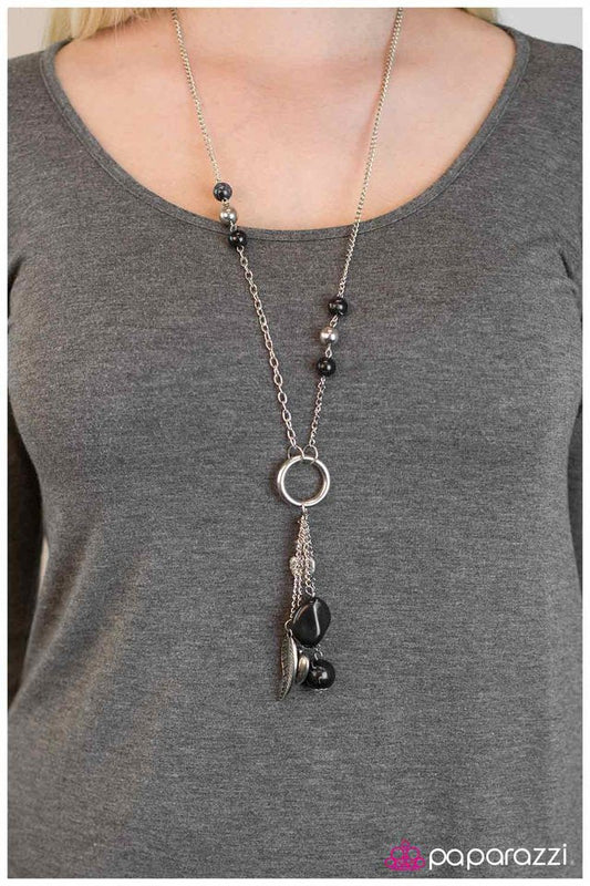 Paparazzi Necklace ~ Hanging By a Moment - Black