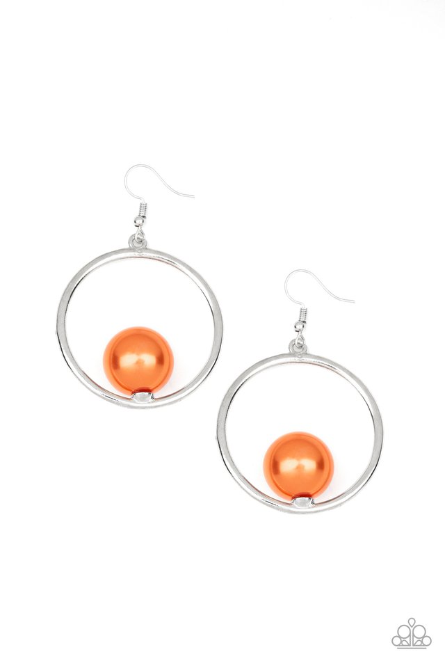 Solitaire REFINEMENT - Orange - Paparazzi Earring Image