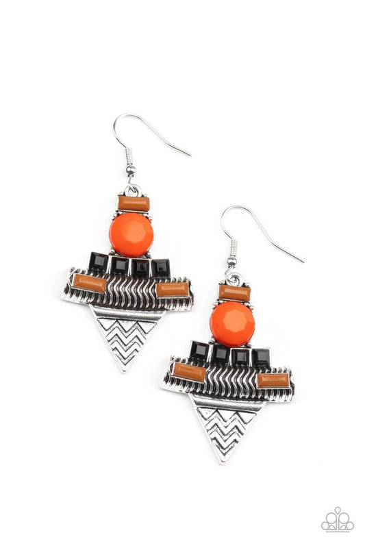 Tribal Terrain - Orange - Paparazzi Earring Image