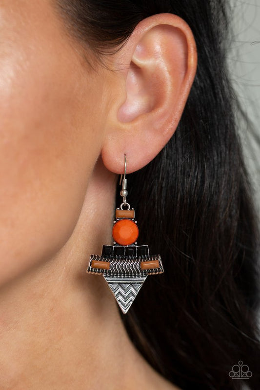 Tribal Terrain - Orange - Paparazzi Earring Image