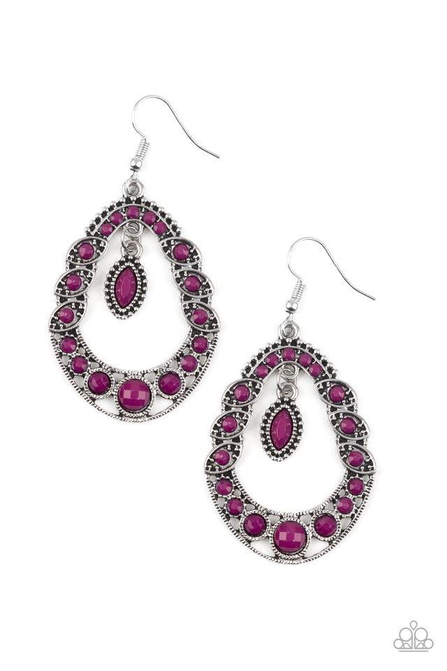 Paparazzi Earring ~ Malibu Mardi Gras - Purple