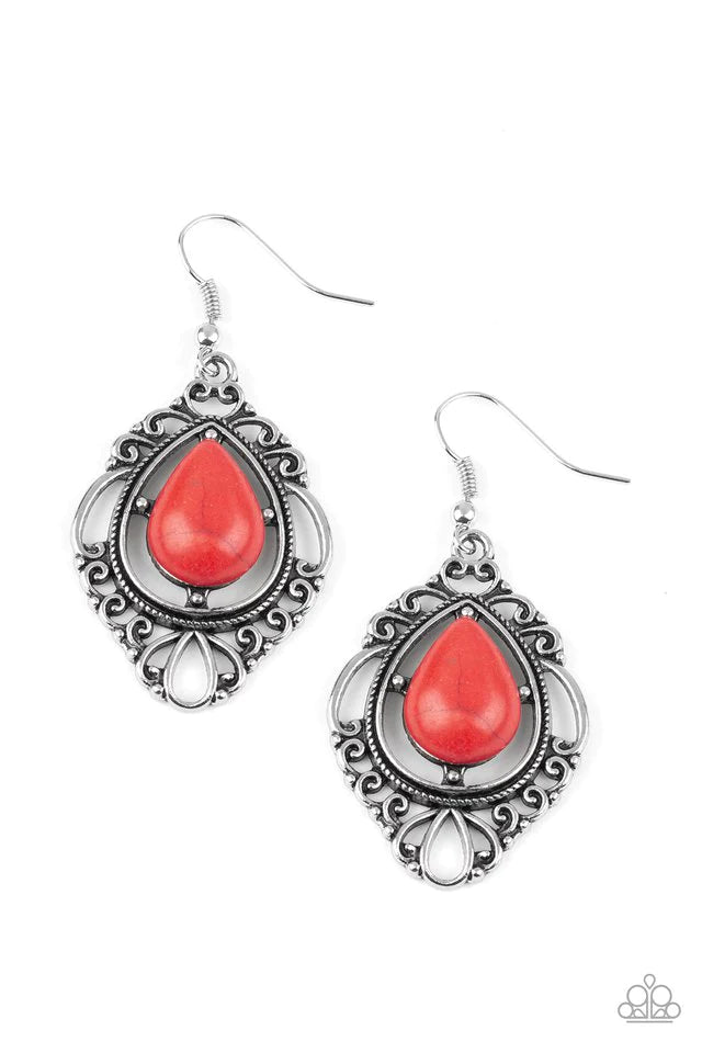 Paparazzi Earring ~ Southern Fairytale - Red