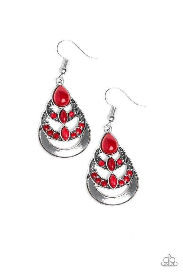 Paparazzi Earring ~ Boho Brilliance - Red