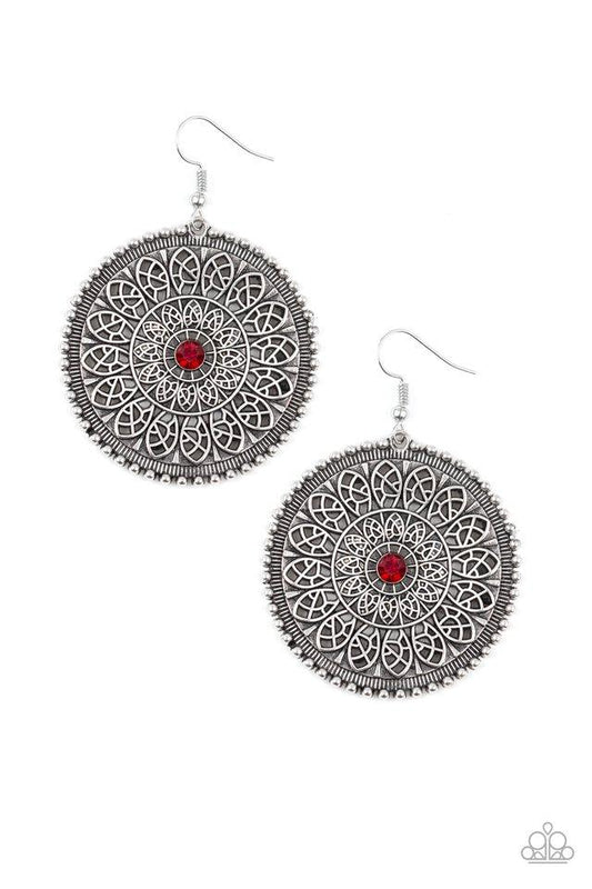 Paparazzi Earring ~ WHEEL and Grace - Red