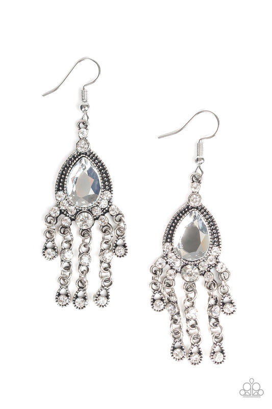 Paparazzi Earring ~ Bling Bliss - White