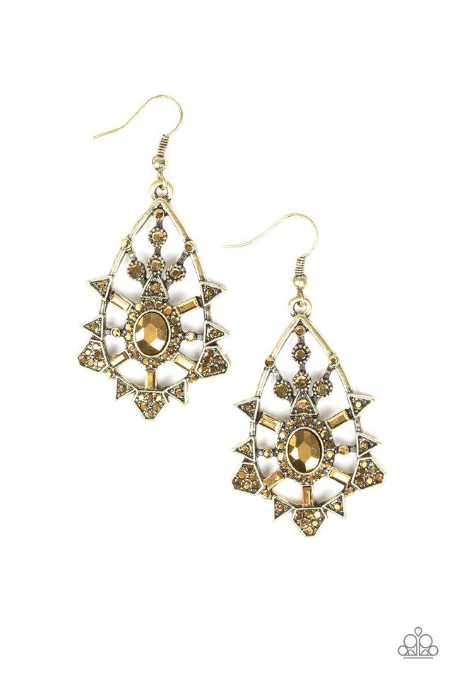 Paparazzi Earring ~ Gatsby Glimmer - Brass