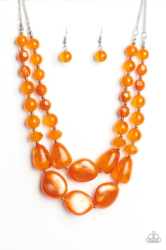 Collar Paparazzi ~ Glamour playero - Naranja