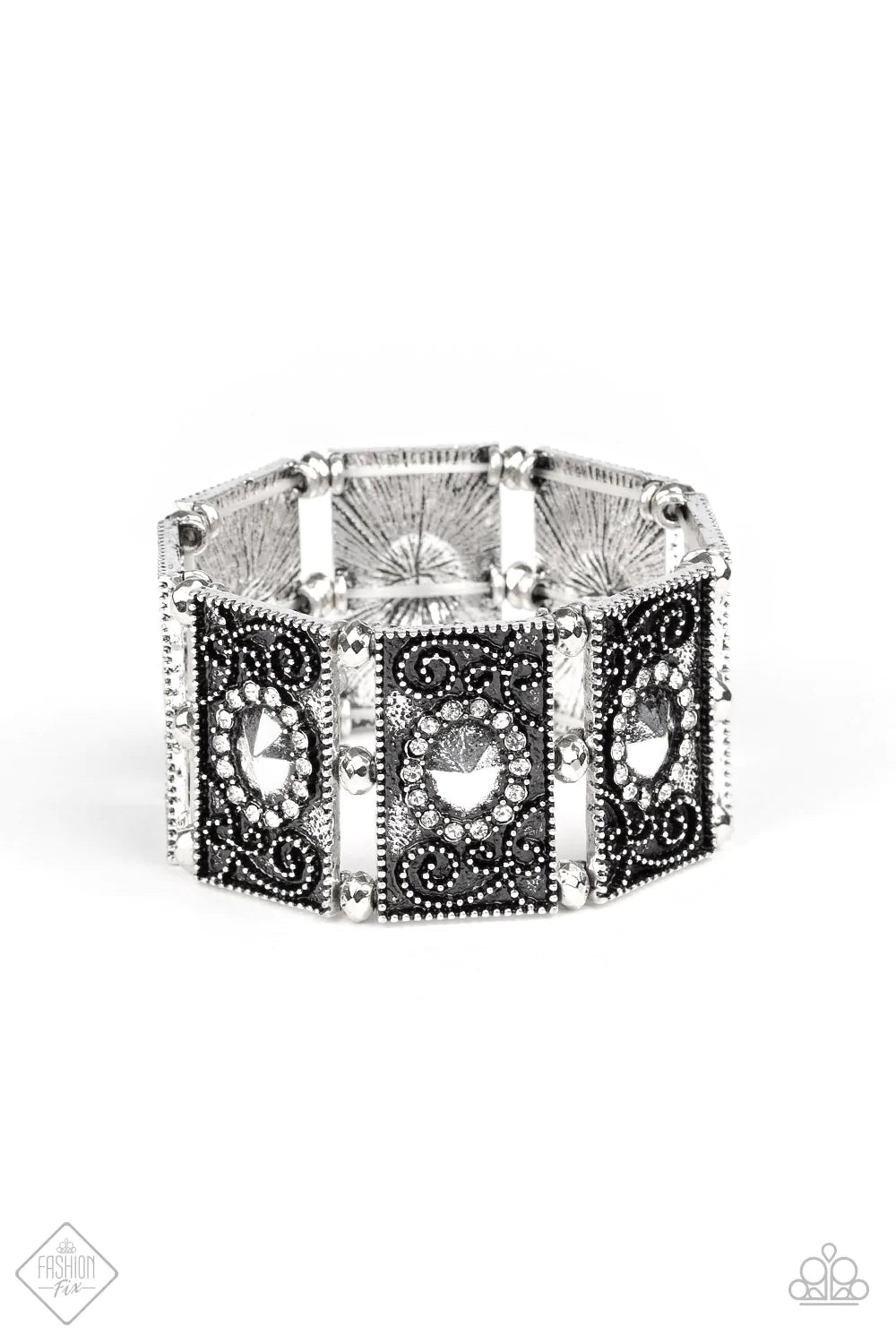 Pulsera Paparazzi ~ Textura Tycoon - Blanco