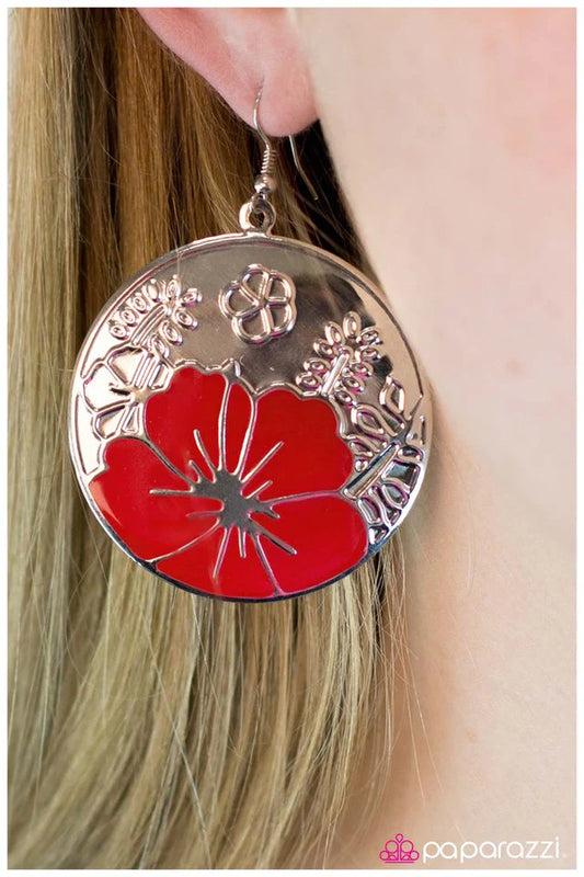 Paparazzi Earring ~ Welcome to Paradise - Red