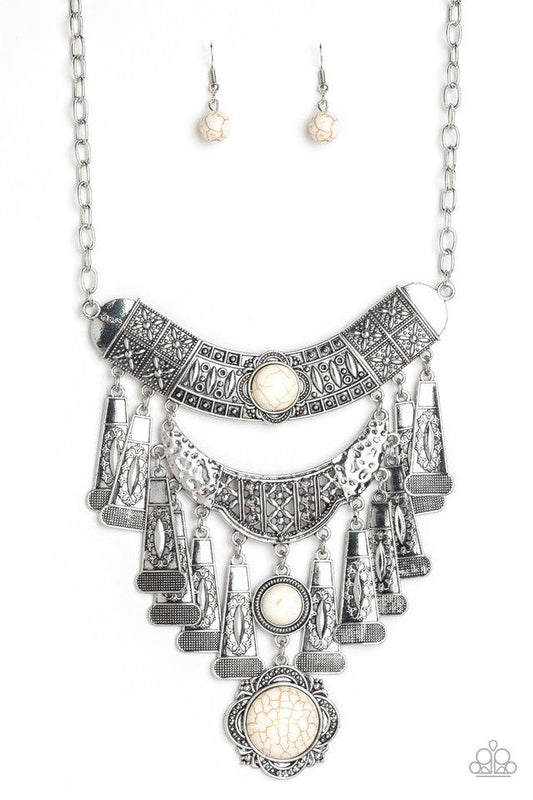 Paparazzi Necklace ~ Sahara Royal - White