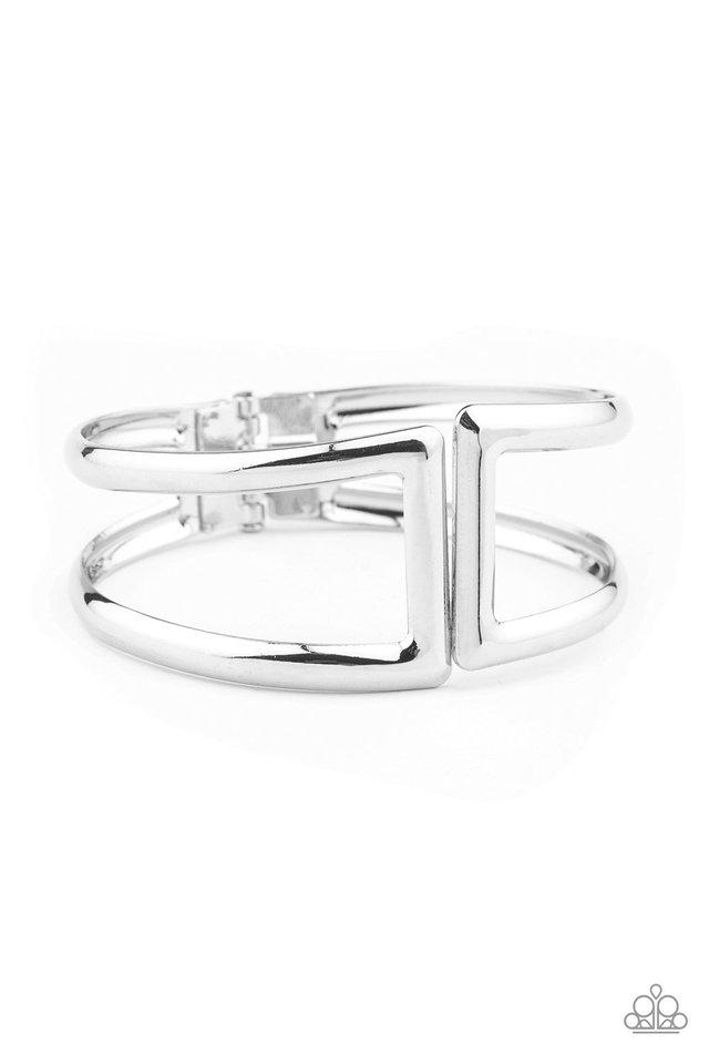 Pulsera Paparazzi ~ Geo Glam - Plata