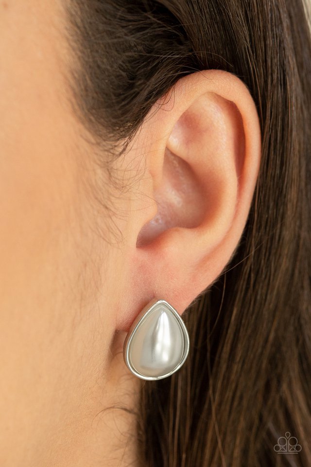 SHEER Enough - White - Paparazzi Earring Image