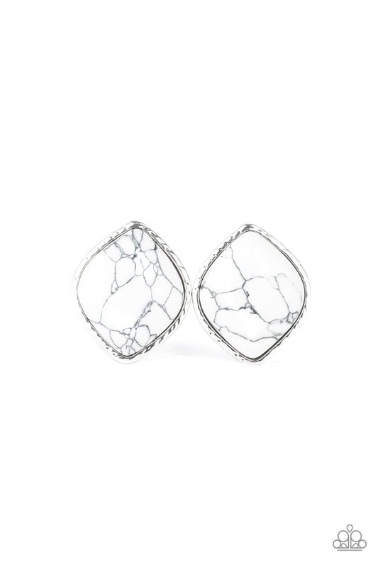 Marble Marvel - White - Paparazzi Earring Image